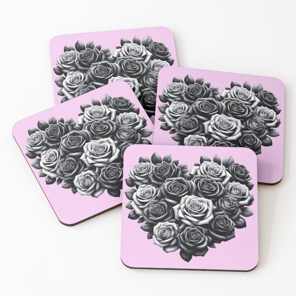 Aperçu de l'œuvre Coeur de rose noire Roses noires et grises créée et vendue par BeansHotTees.