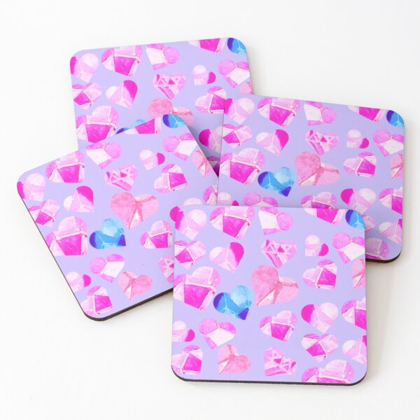 Item preview, Pink purple watercolor diamond hearts designed and sold by drp24.
