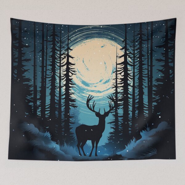 Item preview, Moonlit Monarch - Stag Under the Swirling Sky designed and sold by dungeonwarriors.