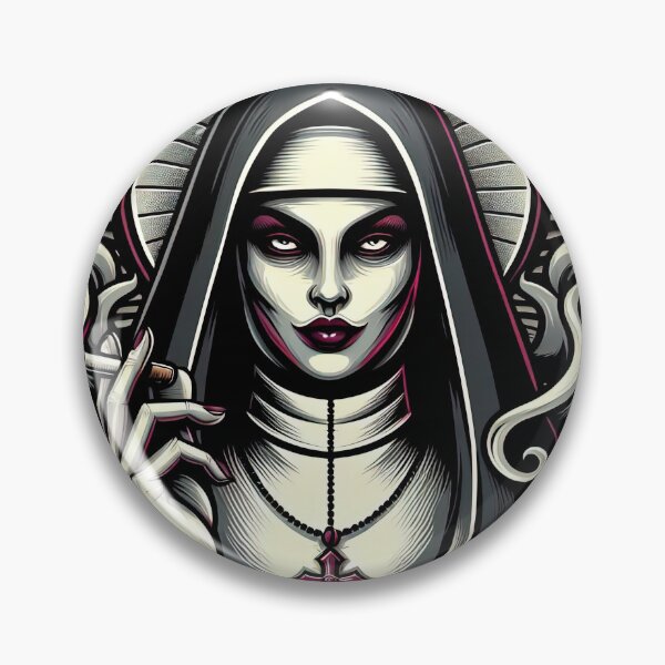 Item preview, Cigarette Smoking Nun - Occult Gothic Dark Nun Graphic designed and sold by SpookshowDesign.