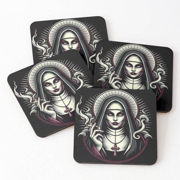 Item preview, Cigarette Smoking Nun - Occult Gothic Dark Nun Graphic designed and sold by SpookshowDesign.