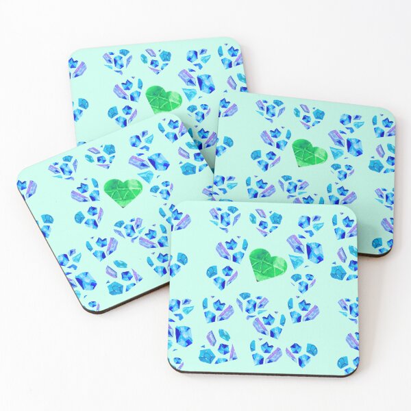 Item preview, Blue green watercolor diamond hearts designed and sold by drp24.