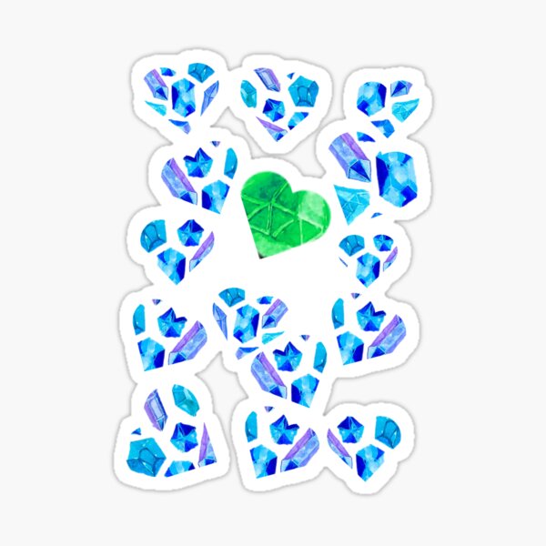 Item preview, Blue green watercolor diamond hearts designed and sold by drp24.