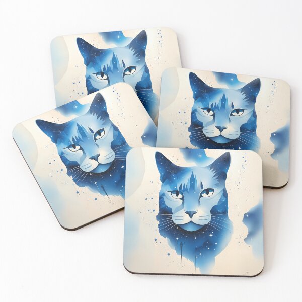 Item preview, Magical Blue Watercolor cat designed and sold by Kristabela.