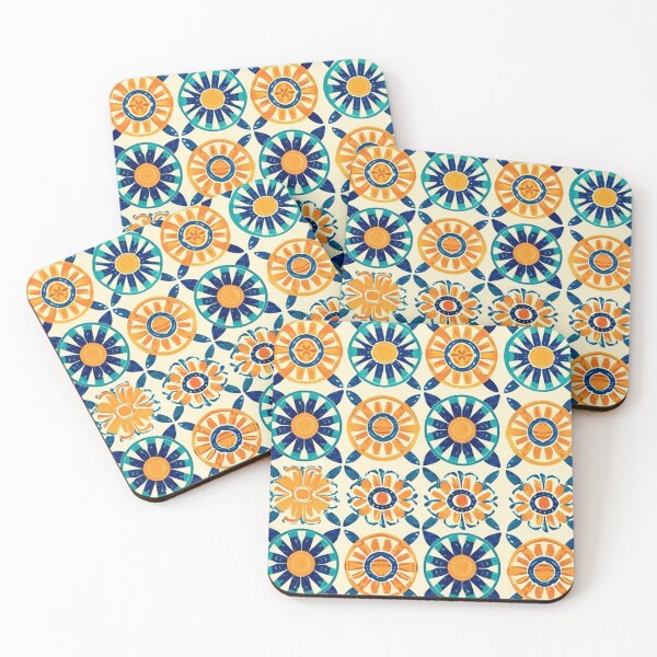 Item preview, Orange and Blue Tile designed and sold by nicbeeseart.