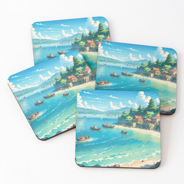 Item preview, Dreamy Coastal village landscape designed and sold by InkStation24.
