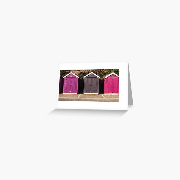 Bournemouth Magenta Beach Huts Greeting Card