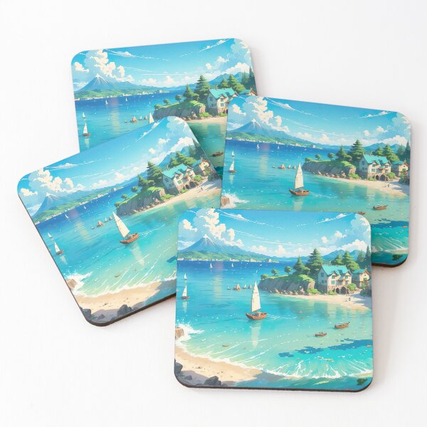 Item preview, Dreamy Coastal village landscape designed and sold by InkStation24.