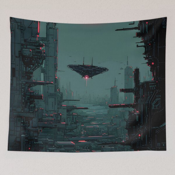 Item preview, Cyberpunk UFO Pink Fantasy City designed and sold by SecretDicer.