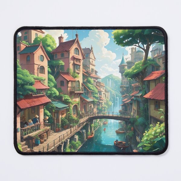Item preview, Scenic View of Anime Town Blends with Nature  designed and sold by InkStation24.