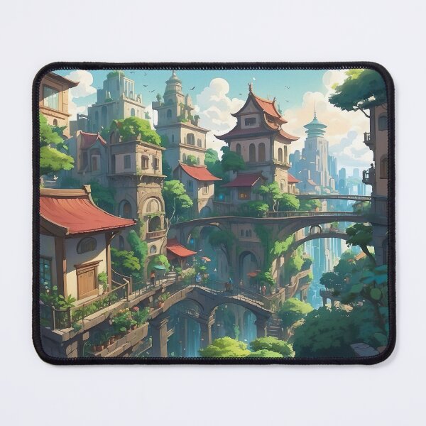 Item preview, Scenic View of Anime Town Blends with Nature  designed and sold by InkStation24.