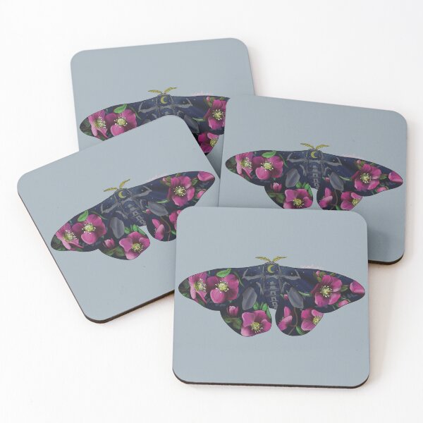 Item preview, Botanical Rothschildia jacobaeae moth midnight roses floral illustration designed and sold by Wieskunde.