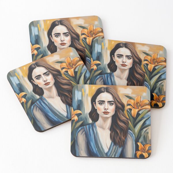 Item preview, Emily in Paris Lily Collins picture with Lily flowers designed and sold by JackFreestone.