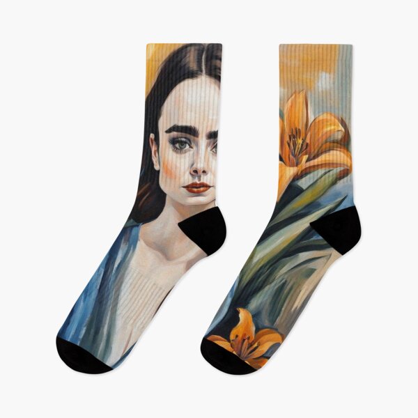 Item preview, Emily in Paris Lily Collins picture with Lily flowers designed and sold by JackFreestone.