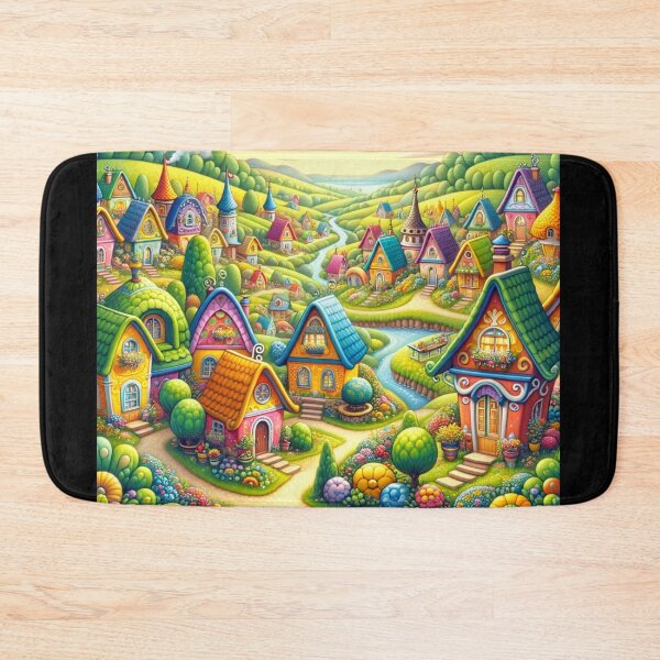 Item preview, Whimsical Fantasy Village designed and sold by BestArtByArvind.