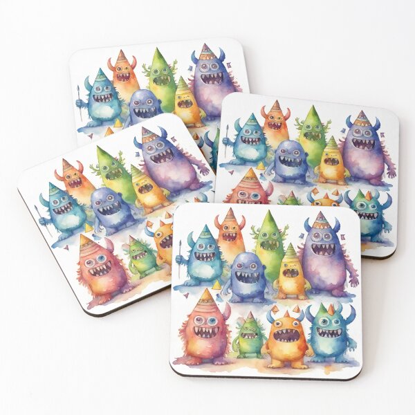 Artikelvorschau, Lustige bunte kleine Monster in Aquarell. entworfen und verkauft von kreativeadern.