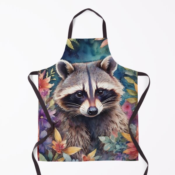 Item preview, Raccoon and colorful flowers designed and sold by MauraMeadow.