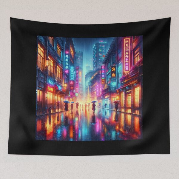 Item preview, Rainy City Nightscape designed and sold by BestArtByArvind.