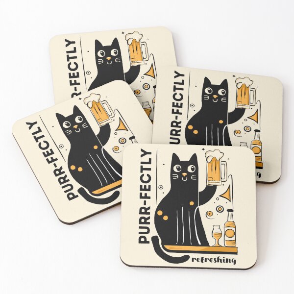 Item preview, Purr-fectly Refreshing - Cat Holding a Beer, Hand-drawn Design designed and sold by DonateWord.