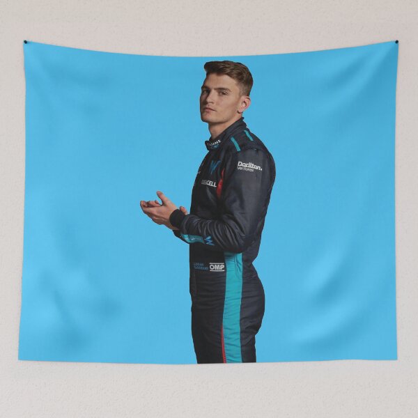 Item preview, Logan Sargeant F1 Driver in Race Suit side profile Williams F1 Team Alex Albon  designed and sold by FormulaGTee1.