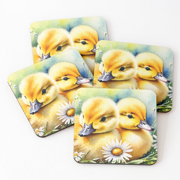 Item preview, Two Adorable Ducklings: A Watercolor Delight of Fluff and Daisies designed and sold by Delemore Art.