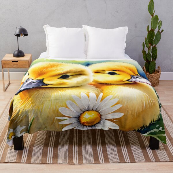 Item preview, Two Adorable Ducklings: A Watercolor Delight of Fluff and Daisies designed and sold by Delemore Art.