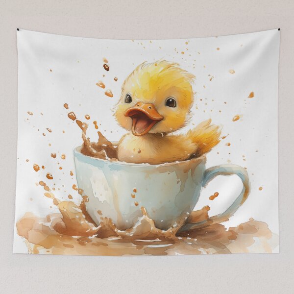 Item preview, Duckling swimming joyfully in a cup of coffee designed and sold by Daydreamsatdawn.