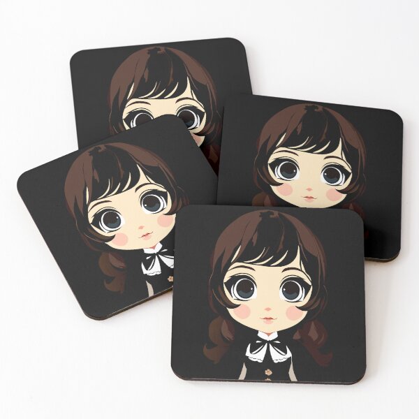 Item preview, Midnight Muse,brown-haired baby doll illustration designed and sold by AgarutanPrint.