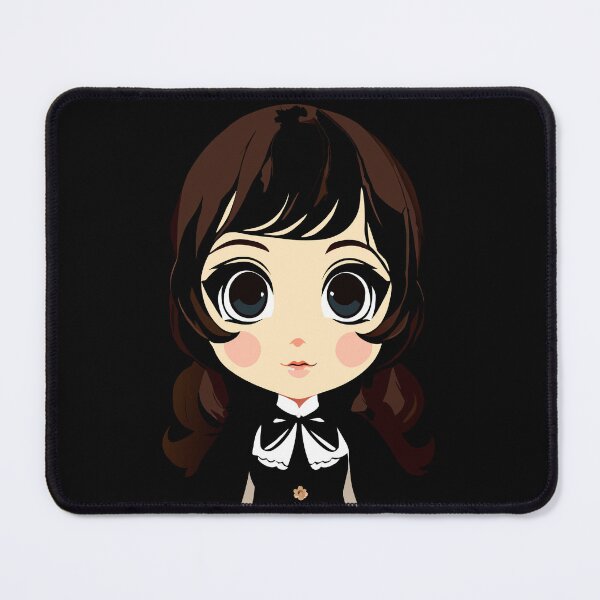 Item preview, Midnight Muse,brown-haired baby doll illustration designed and sold by AgarutanPrint.