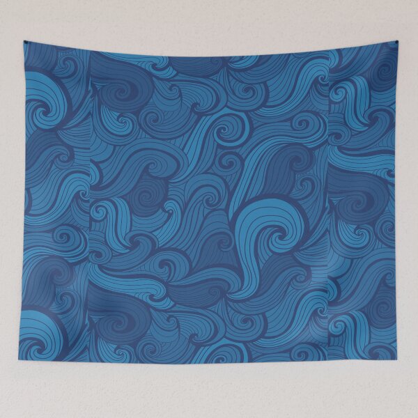 Item preview, Blue Doodly Waves Pattern designed and sold by NikitaSkyDesign.