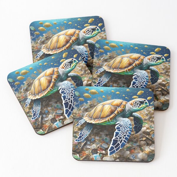Item preview, A Turtle in the Ocean surrounded by Plastic Trash designed and sold by supekaramit0.