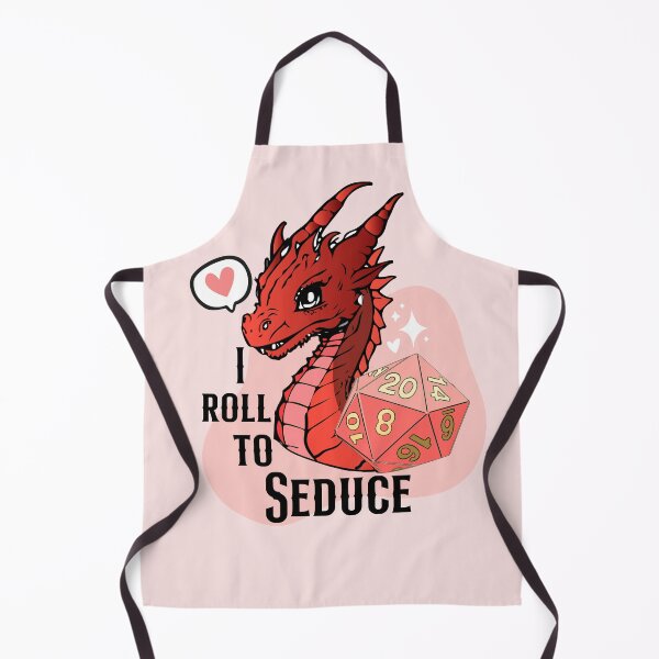 Item preview, DND DRAGON: I roll to seduce, cute red dragon and pink d20 dice for Valentines designed and sold by DungeonAtelier.