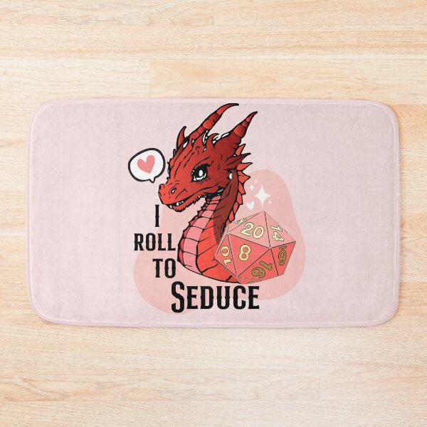 Item preview, DND DRAGON: I roll to seduce, cute red dragon and pink d20 dice for Valentines designed and sold by DungeonAtelier.