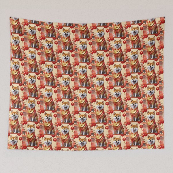 Item preview, Chinese New Year lovely shiba dog lucky Wealthy, prosperous and happy. designed and sold by nimnaree.