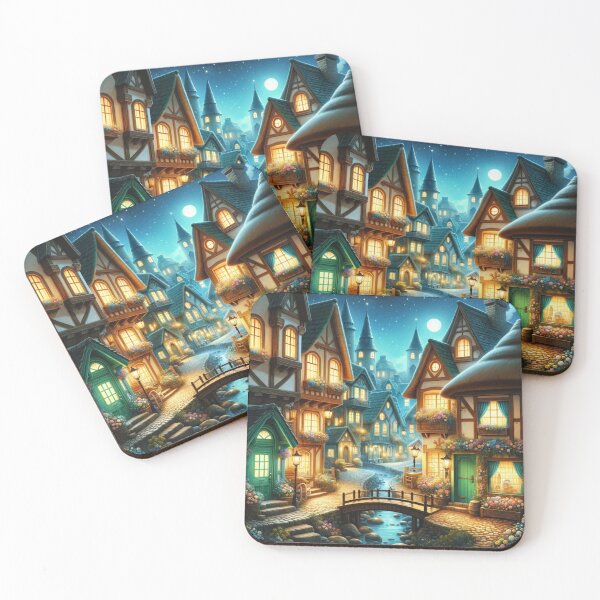 Item preview, Fairy Tale Village Night designed and sold by BestArtByArvind.