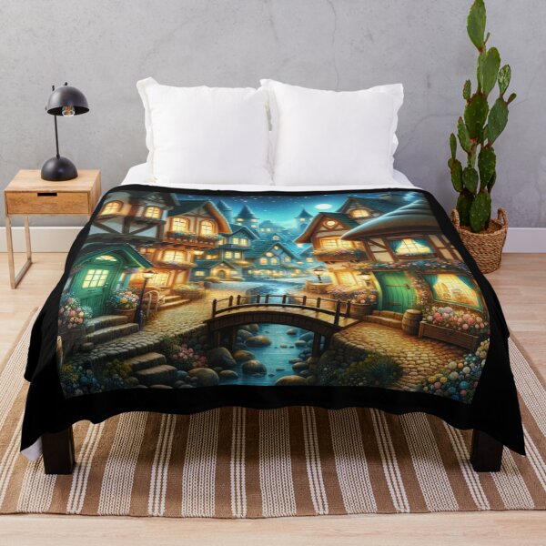 Item preview, Fairy Tale Village Night designed and sold by BestArtByArvind.