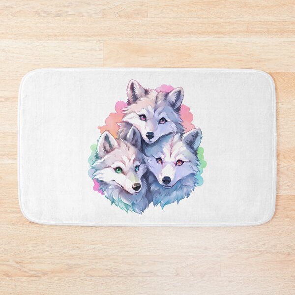 Item preview, Cute Kawaii Pastel Wolf Trio designed and sold by PastelMagic.