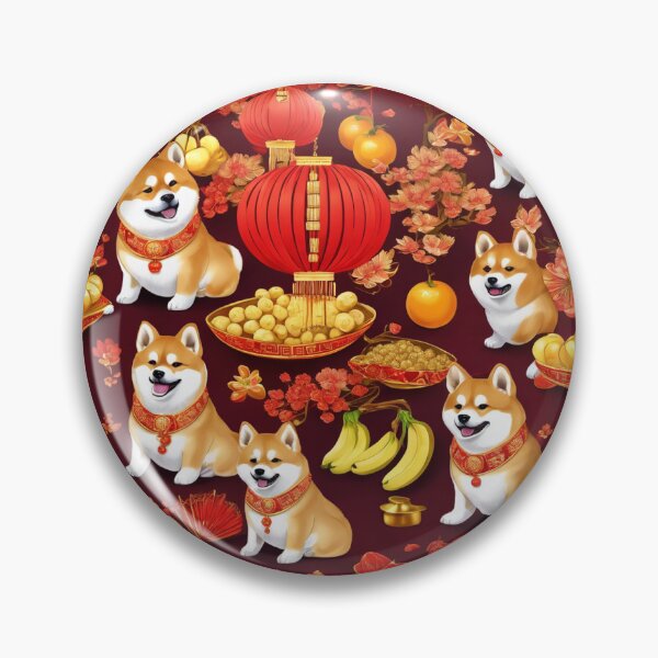 Item preview, Chinese New Year lovely shiba dogs lucky Wealthy, prosperous and happy. designed and sold by nimnaree.