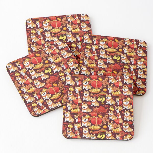 Item preview, Chinese New Year lovely shiba dogs lucky Wealthy, prosperous and happy. designed and sold by nimnaree.