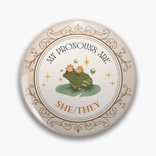 Item preview, She/They Pronouns | Classy Frog LGBTQ | She They Pronoun designed and sold by Furia LGBTQ+ Accessories.