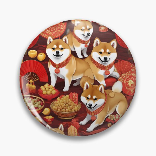 Item preview, Chinese New Year lovely shiba dogs lucky Wealthy, prosperous and happy. designed and sold by nimnaree.
