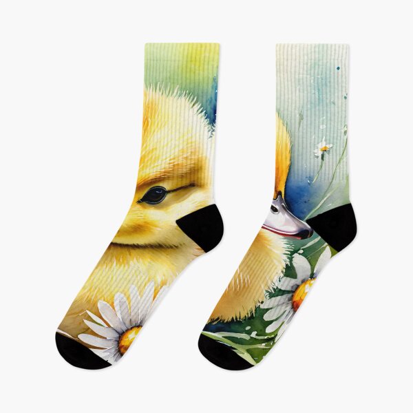 Item preview, Two Adorable Ducklings: A Watercolor Delight of Fluff and Daisies designed and sold by Delemore Art.