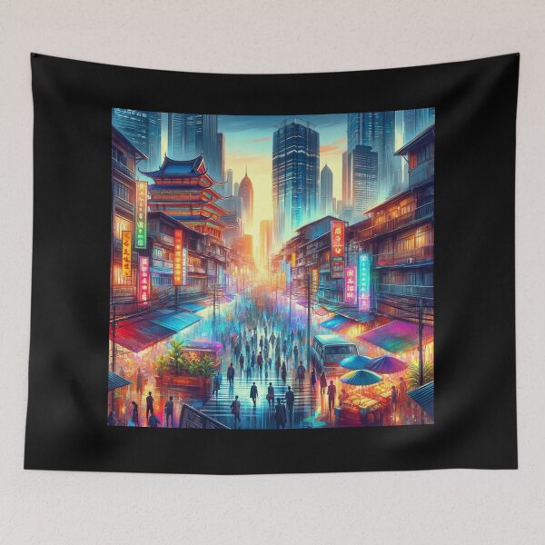 Item preview, Modern Asian City Vibrance designed and sold by BestArtByArvind.
