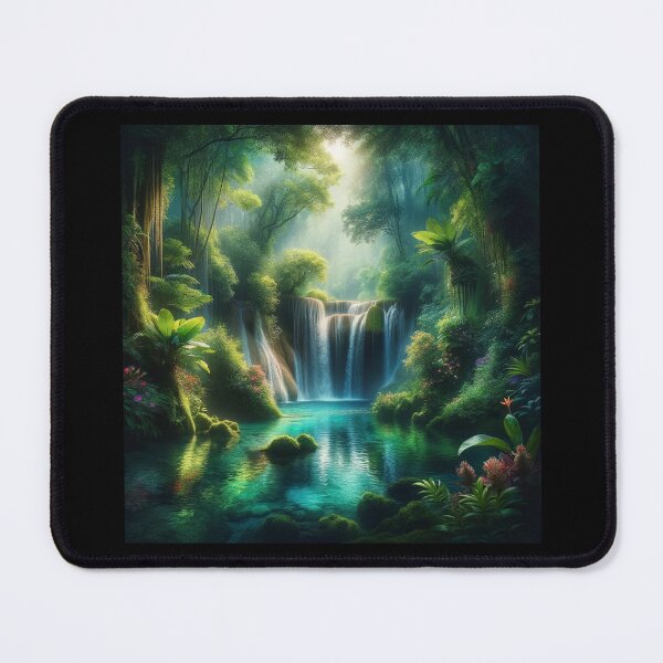 Item preview, Rainforest Waterfall Sanctuary designed and sold by BestArtByArvind.