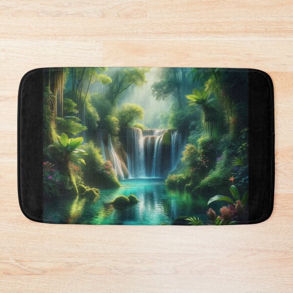 Item preview, Rainforest Waterfall Sanctuary designed and sold by BestArtByArvind.