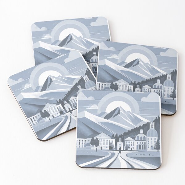 Item preview, Vintage Minimal Retro Travel Poster Bansko Bulgaria Mountains Ski Resort Cyan designed and sold by pod24.