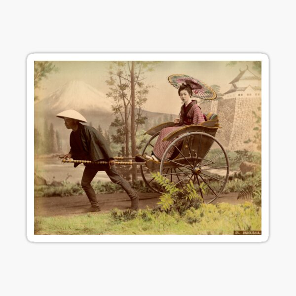 Geisha travelling by jinrikisha Sticker