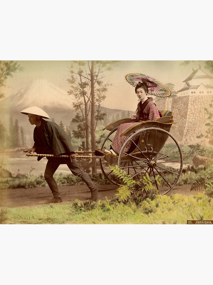 Geisha travelling by jinrikisha by Fletchsan