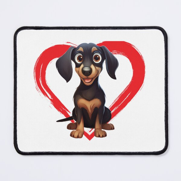 Item preview, Miniaure Dachund Cartoon in Love Heart swoosh designed and sold by For Dog Sake!®.