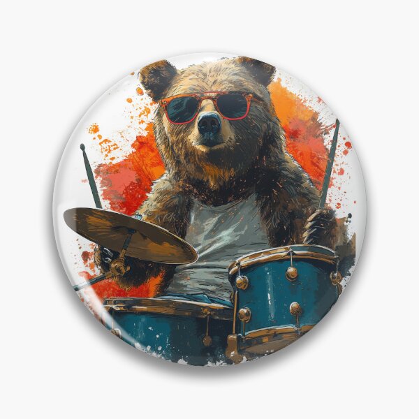 Item preview, Bear Playing Drums, Bear Grooves designed and sold by KapuczeShop.